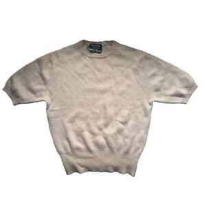 Vintage Bonwit Teller 100% Cashmere Short Sleeve Sweater Beige Size 36 XS S